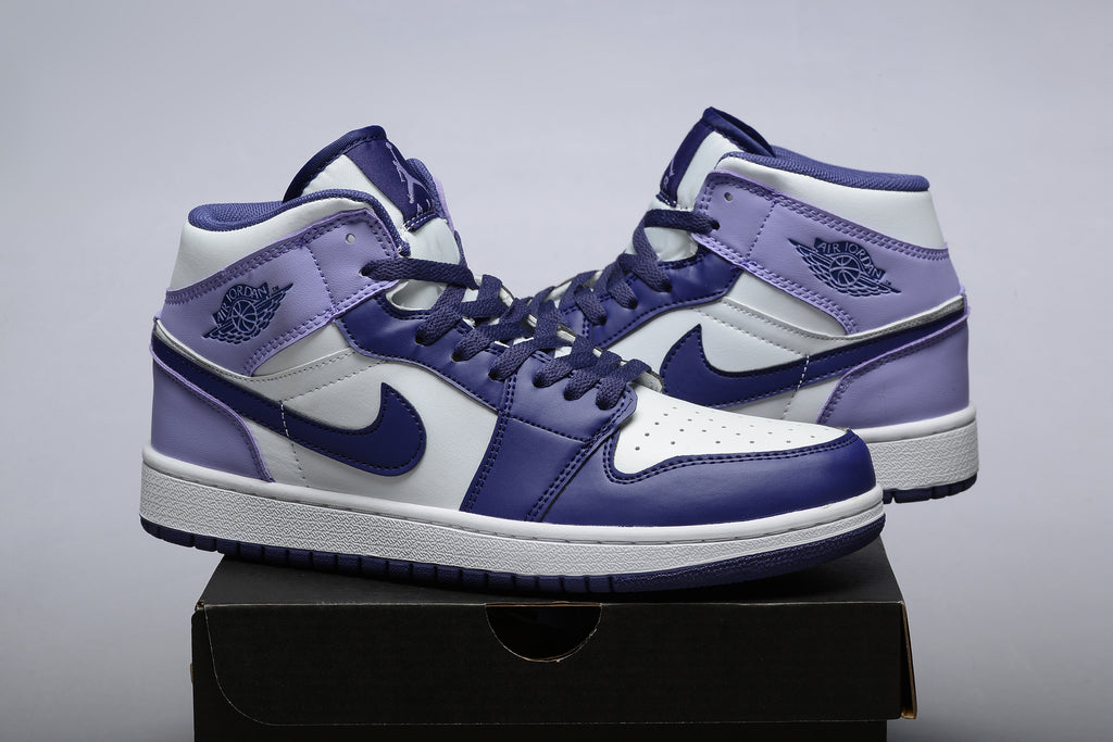 Air Jordan 1 Mid – White, Purple & Blue