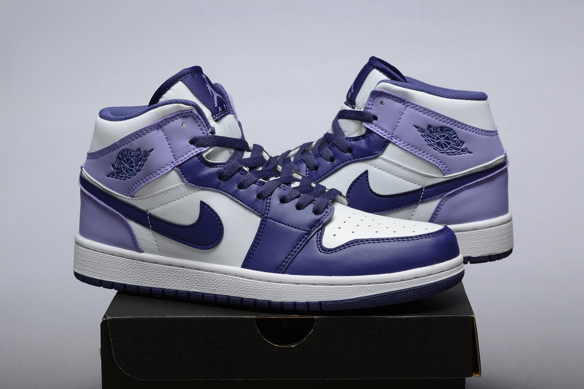 Air Jordan 1 Mid – White, Purple & Blue