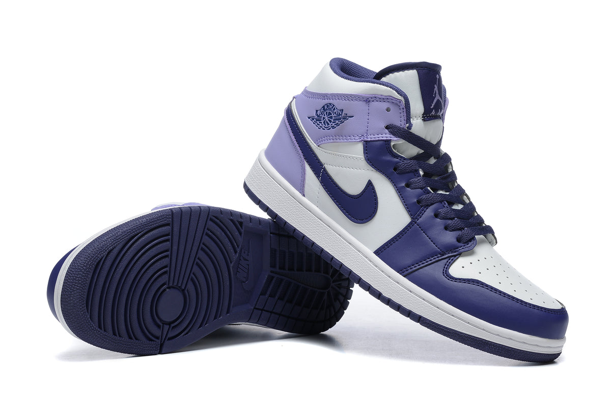 Air Jordan 1 Mid – White, Purple & Blue
