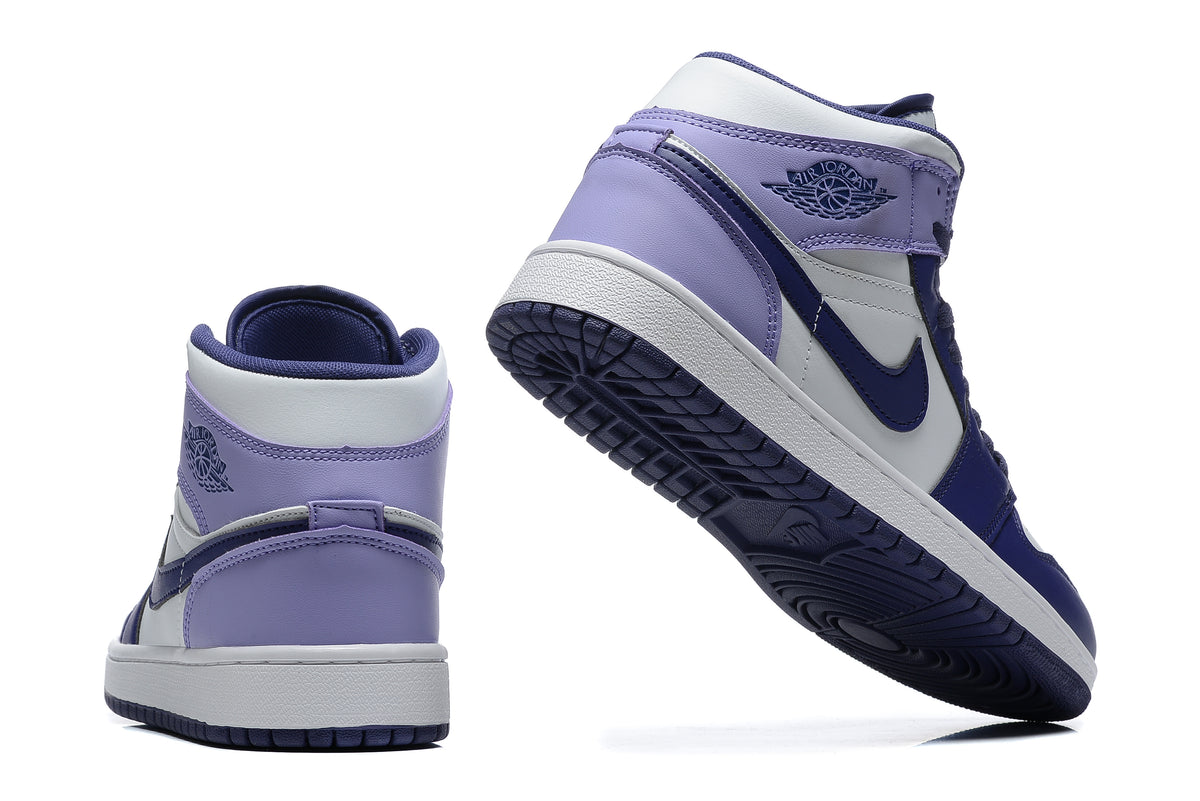 Air Jordan 1 Mid – White, Purple & Blue